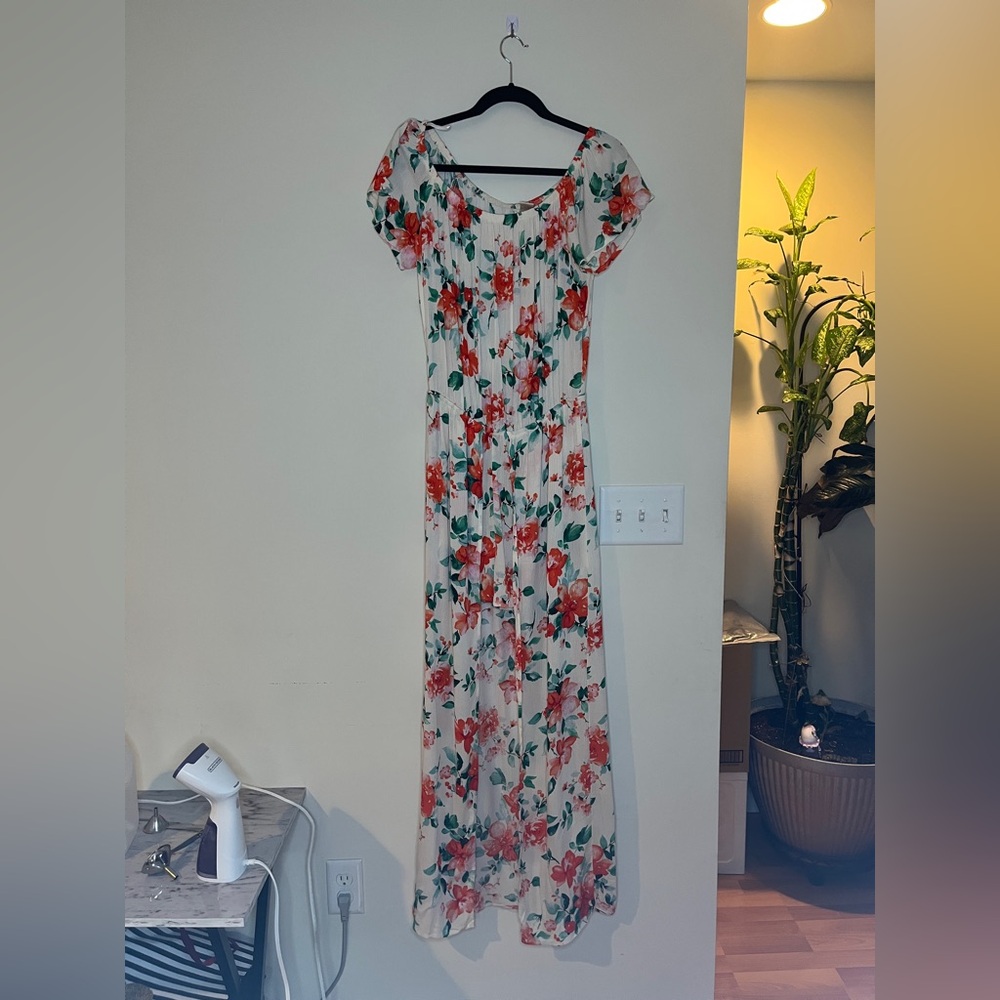 Mimi Chica Floral Jumpsuit in Cream and Red